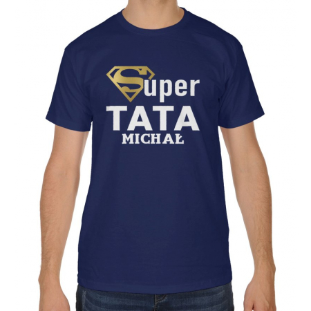 Koszulka męska na dzień ojca Super tata 2 + imię